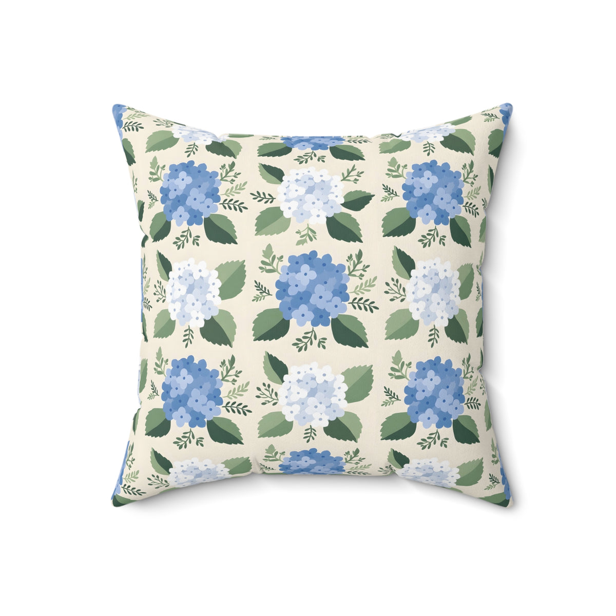 Hydrangea Blue Floral Pattern Throw Pillow