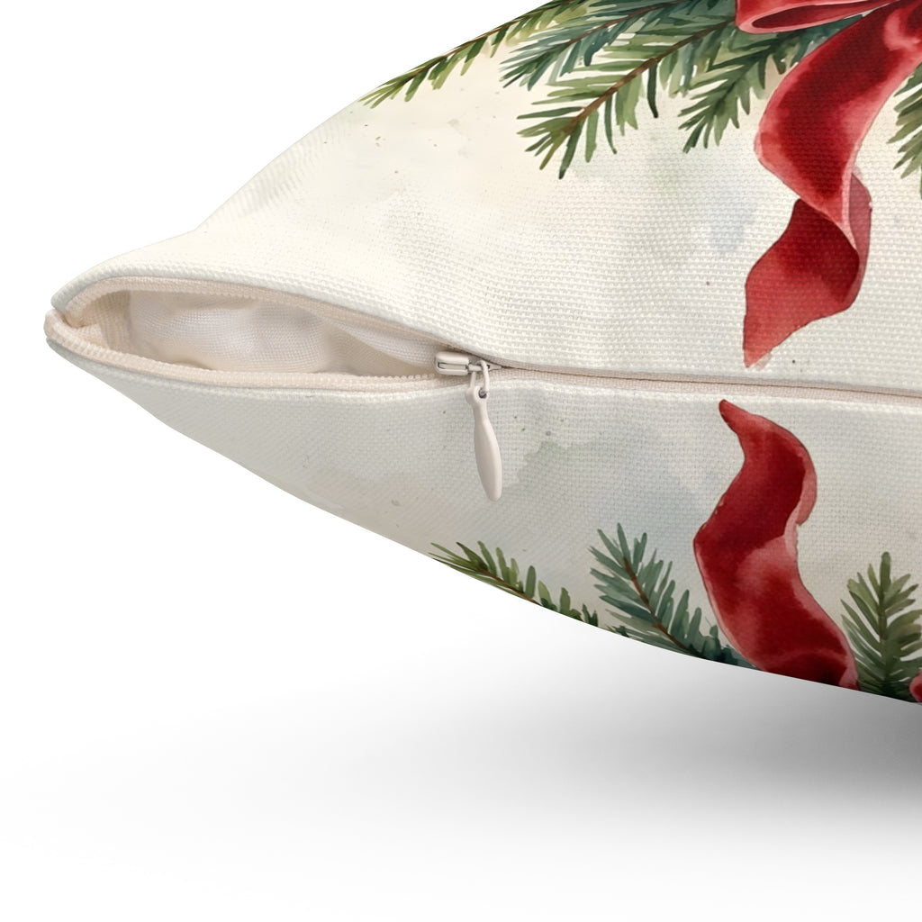 Christmas Cardinal on a Wreath Throw Pillow