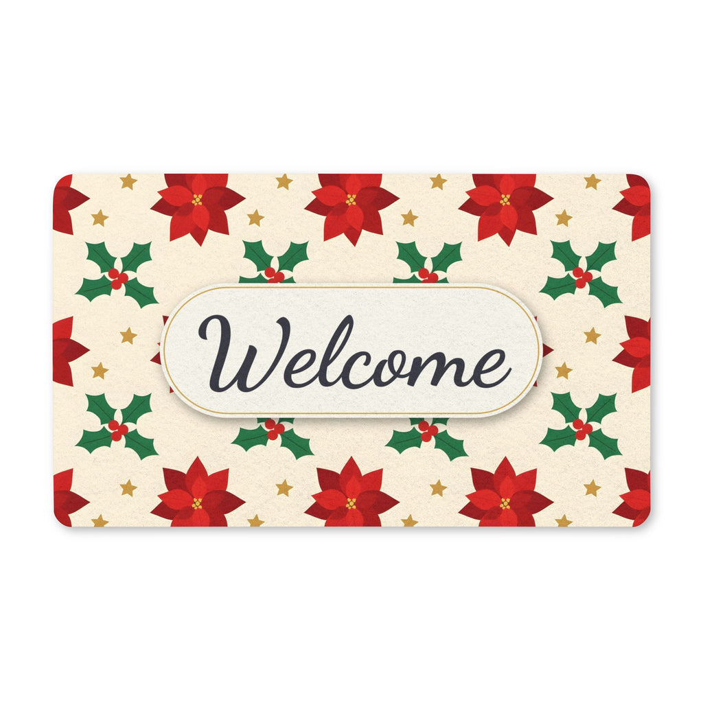Christmas Poinsettia Pattern Welcome Doormat
