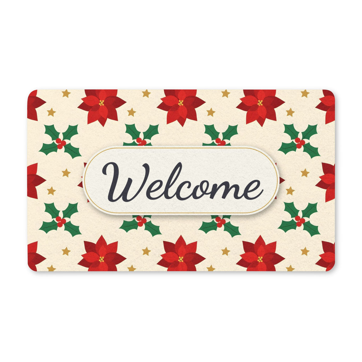 Christmas Poinsettia Pattern Welcome Doormat