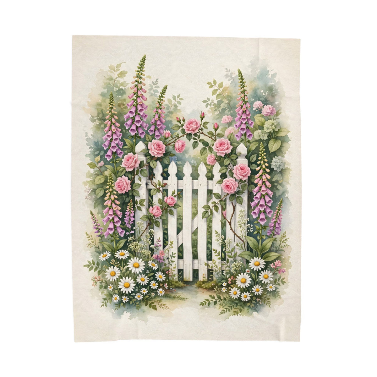 Cottage Garden Gate Velveteen Plush Blanket