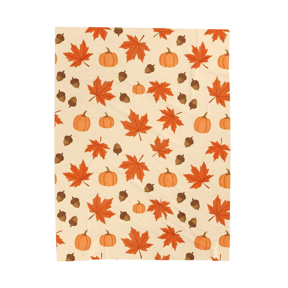 Autumn Leaves and Pumpkins Pattern Velveteen Plush Blanket – Style 2