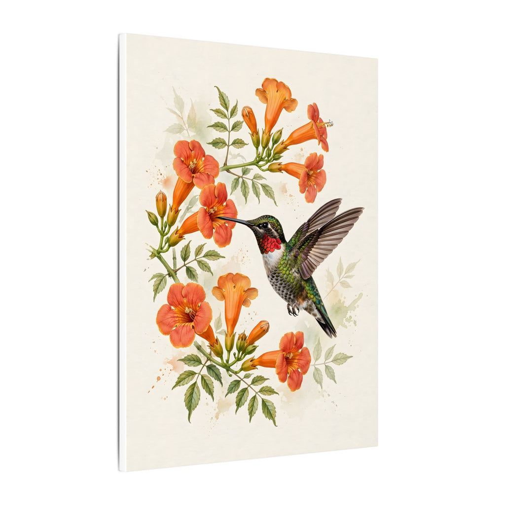 Hummingbird and Trumpet Flowers Canvas Wall Art – Style 2