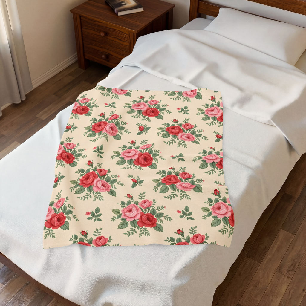 English Rose Chintz Pattern Velveteen Plush Blanket – Style 2