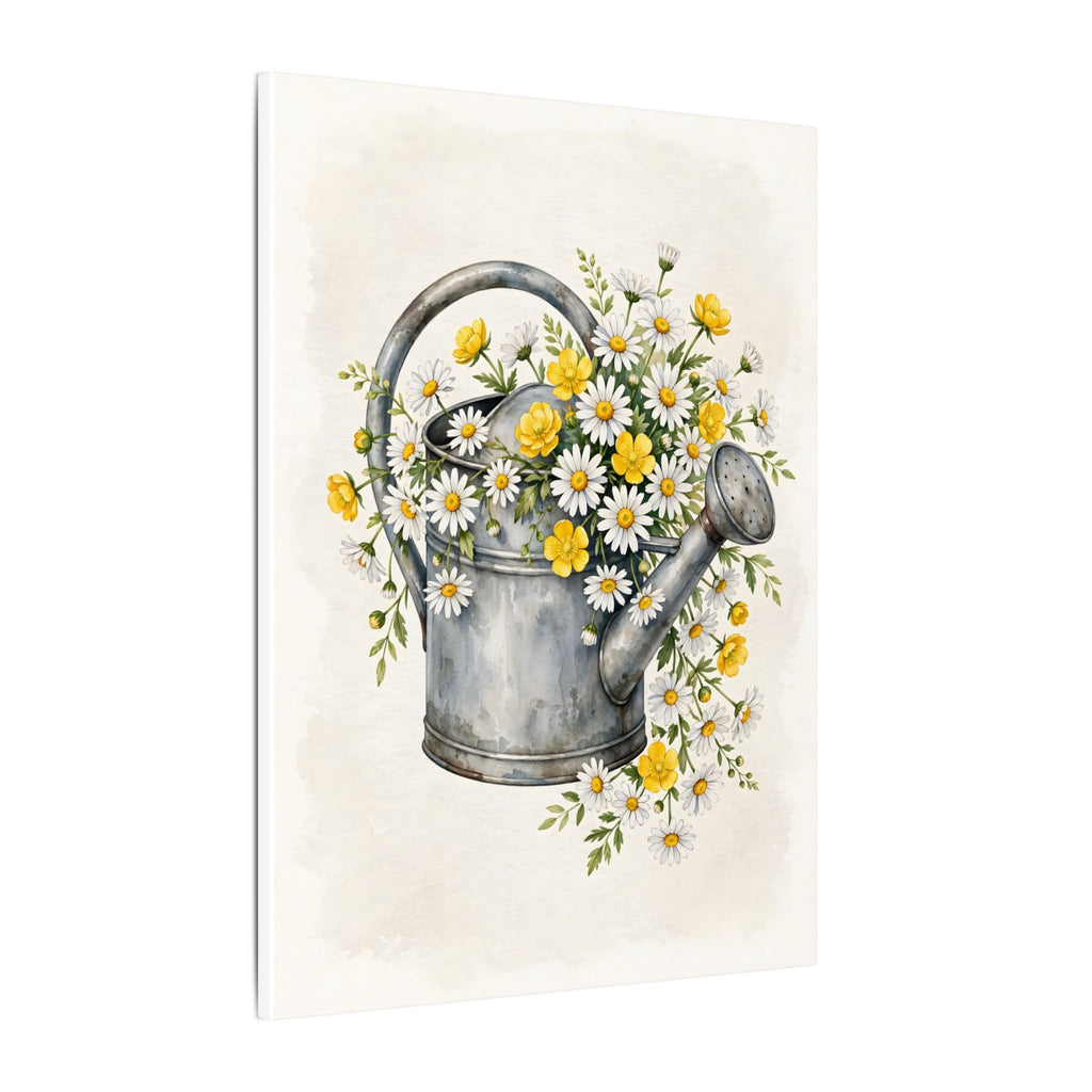 Daisies in a Watering Can Canvas Wall Art