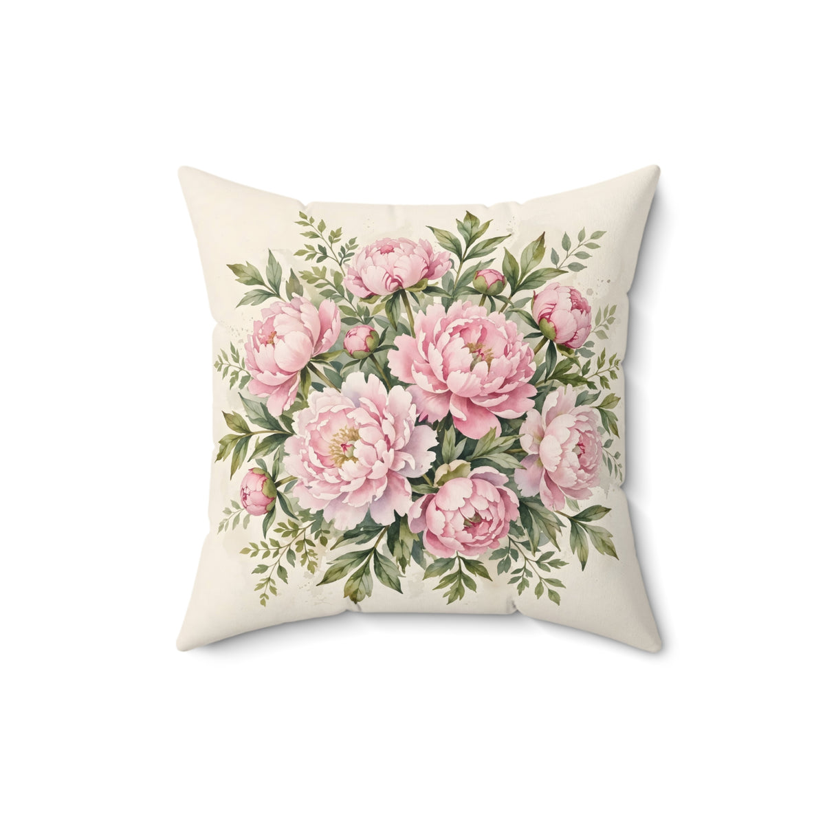 Pink Peonies Watercolor Throw Pillow
