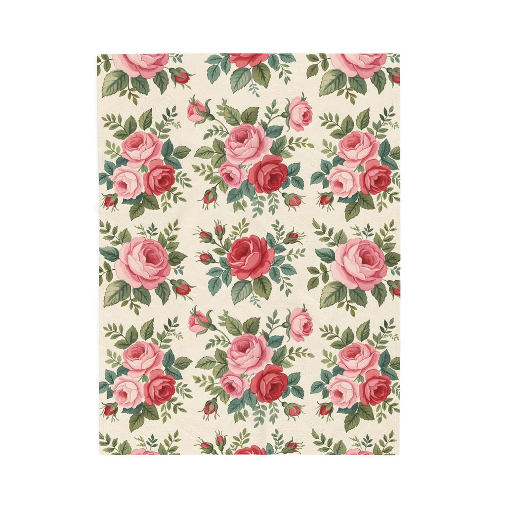 English Rose Chintz Pattern Velveteen Plush Blanket