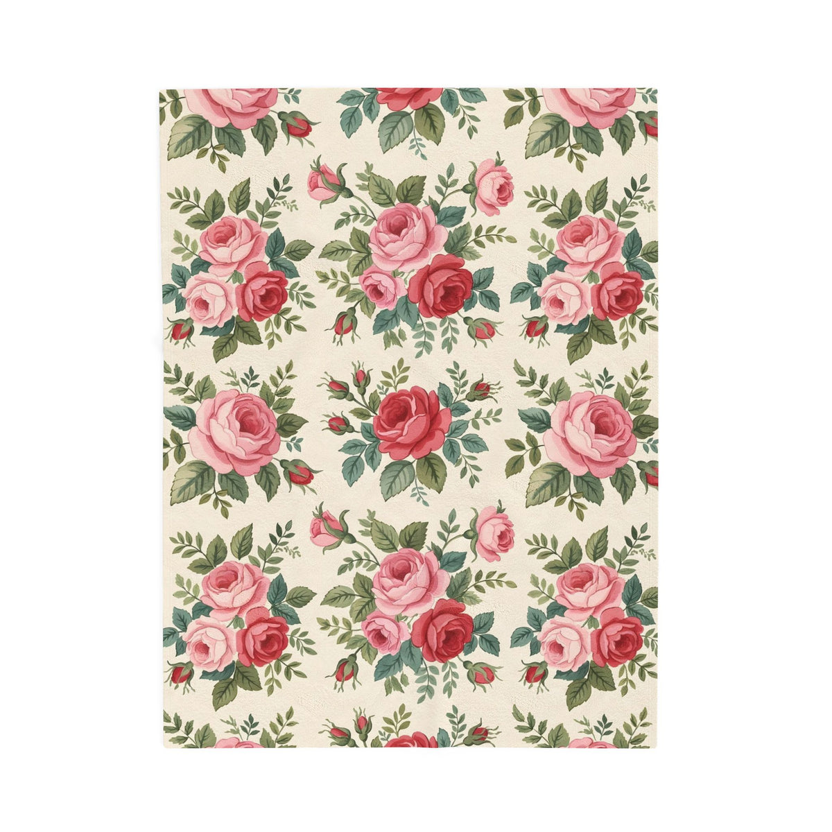 English Rose Chintz Pattern Velveteen Plush Blanket