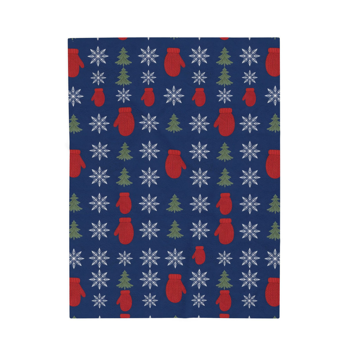 Snowflakes and Mittens Pattern Velveteen Plush Blanket – Style 2
