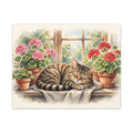 Tabby Cat in the Window Garden Canvas Wall Art