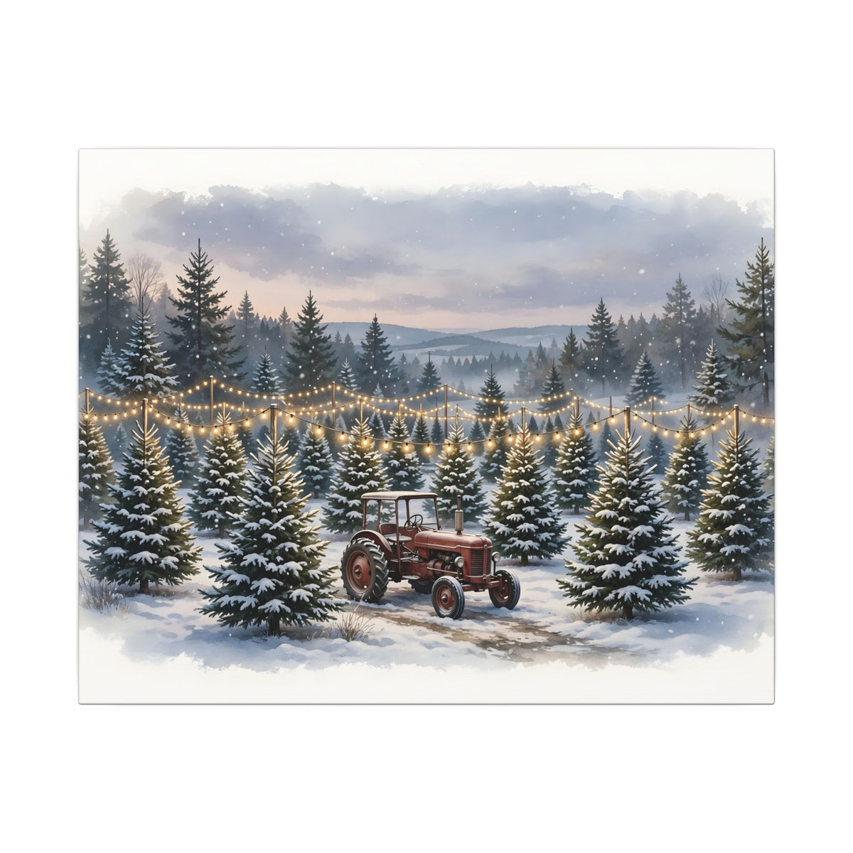 Christmas Tree Farm at Dusk Canvas Wall Art