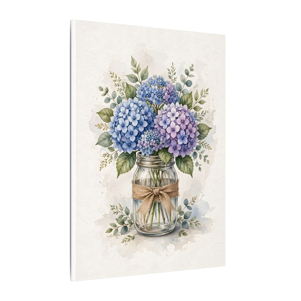 Blue Hydrangeas in a Mason Jar Canvas Wall Art