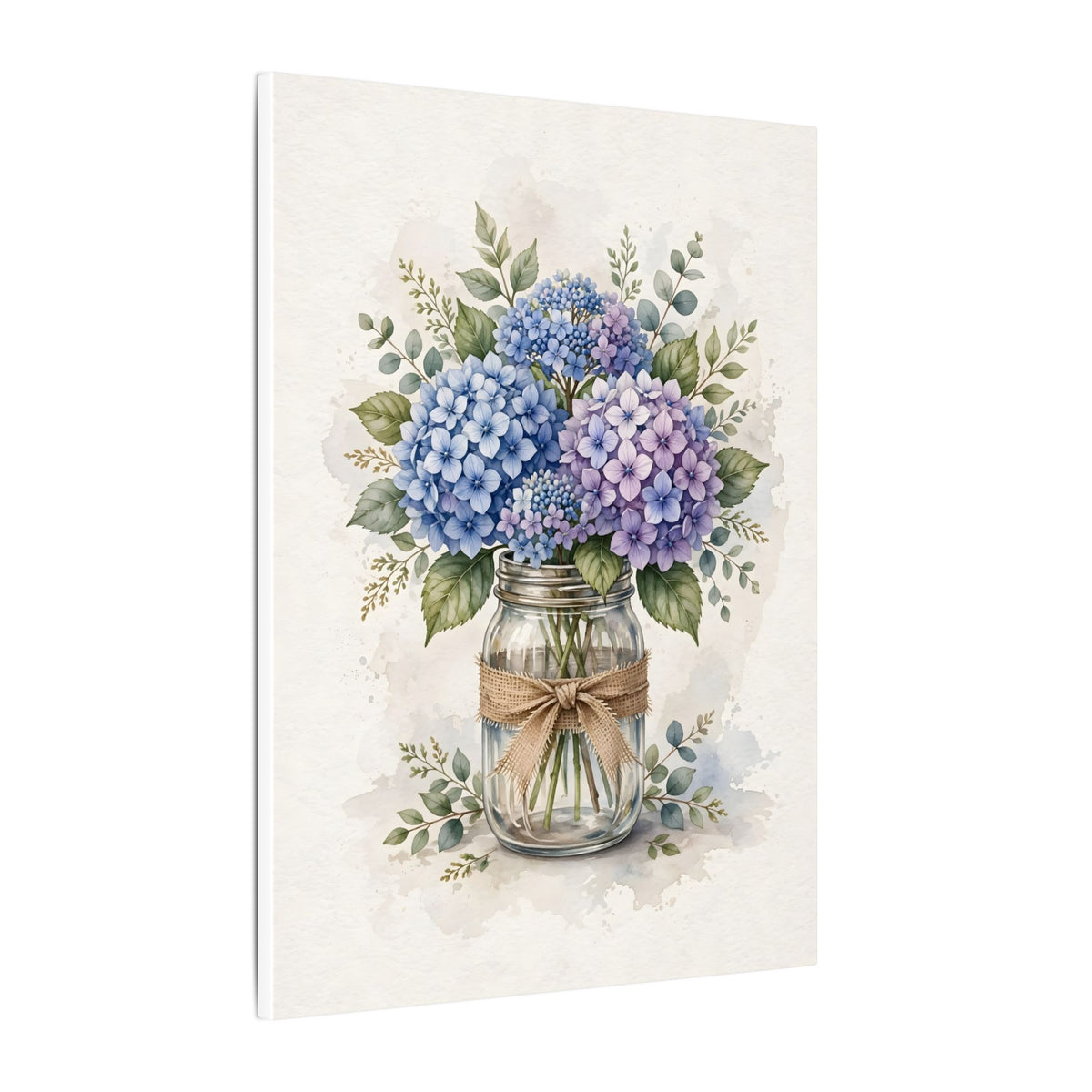 Blue Hydrangeas in a Mason Jar Canvas Wall Art