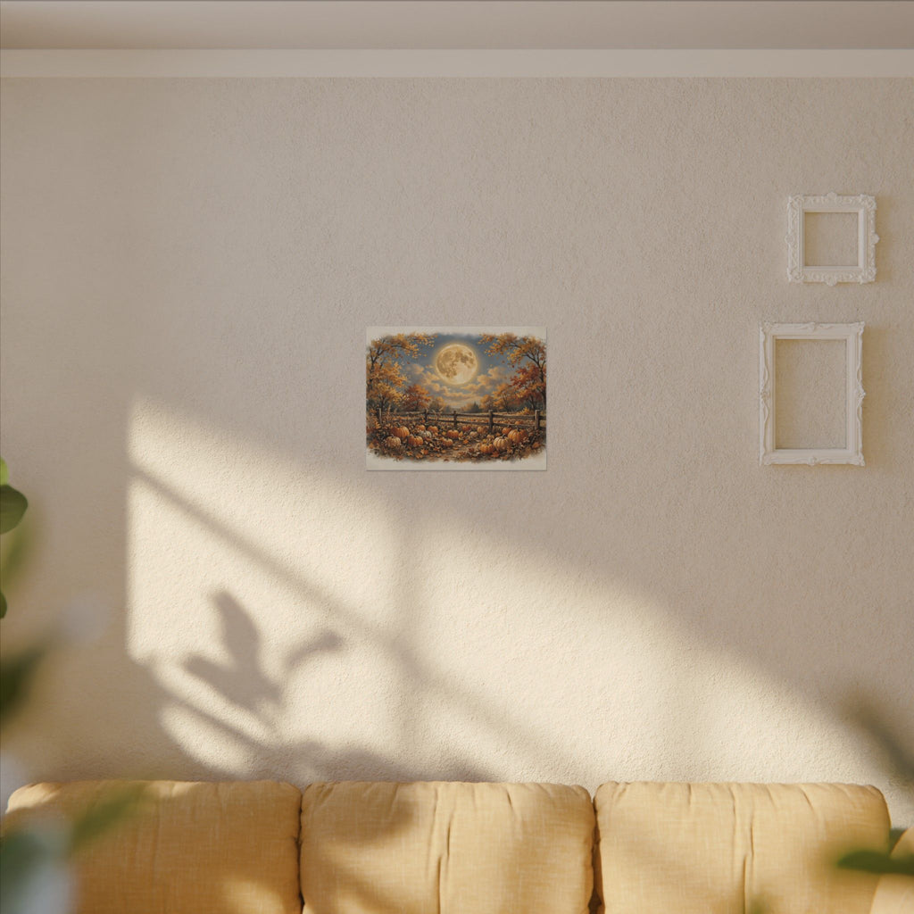 Harvest Moon over the Pumpkin Patch Canvas Wall Art