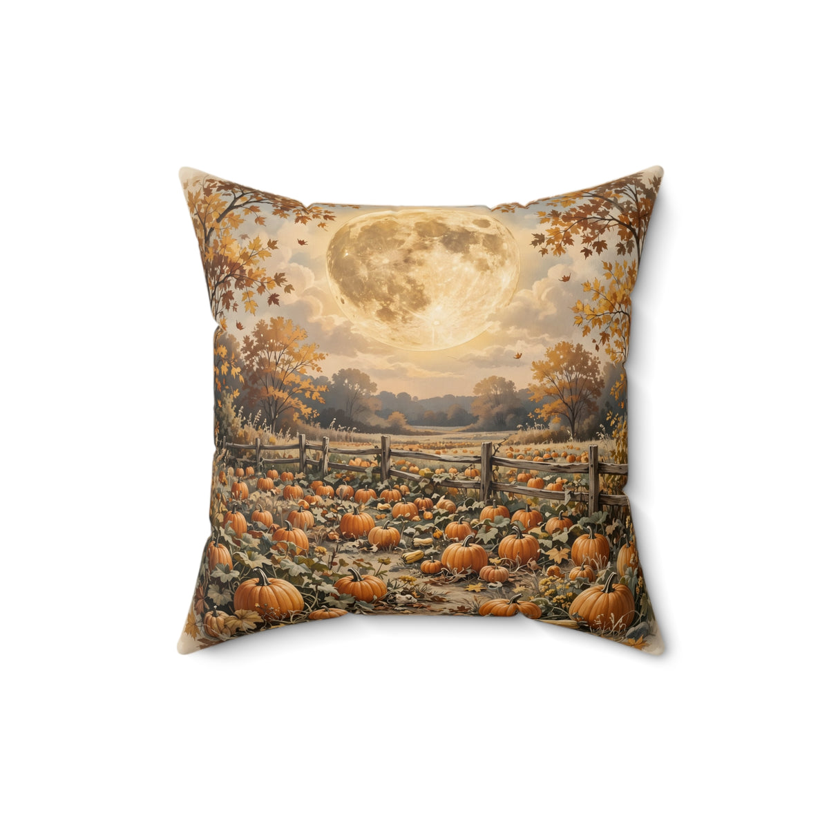 Harvest Moon over the Pumpkin Patch Throw Pillow