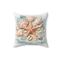 Seashells and Starfish Throw Pillow