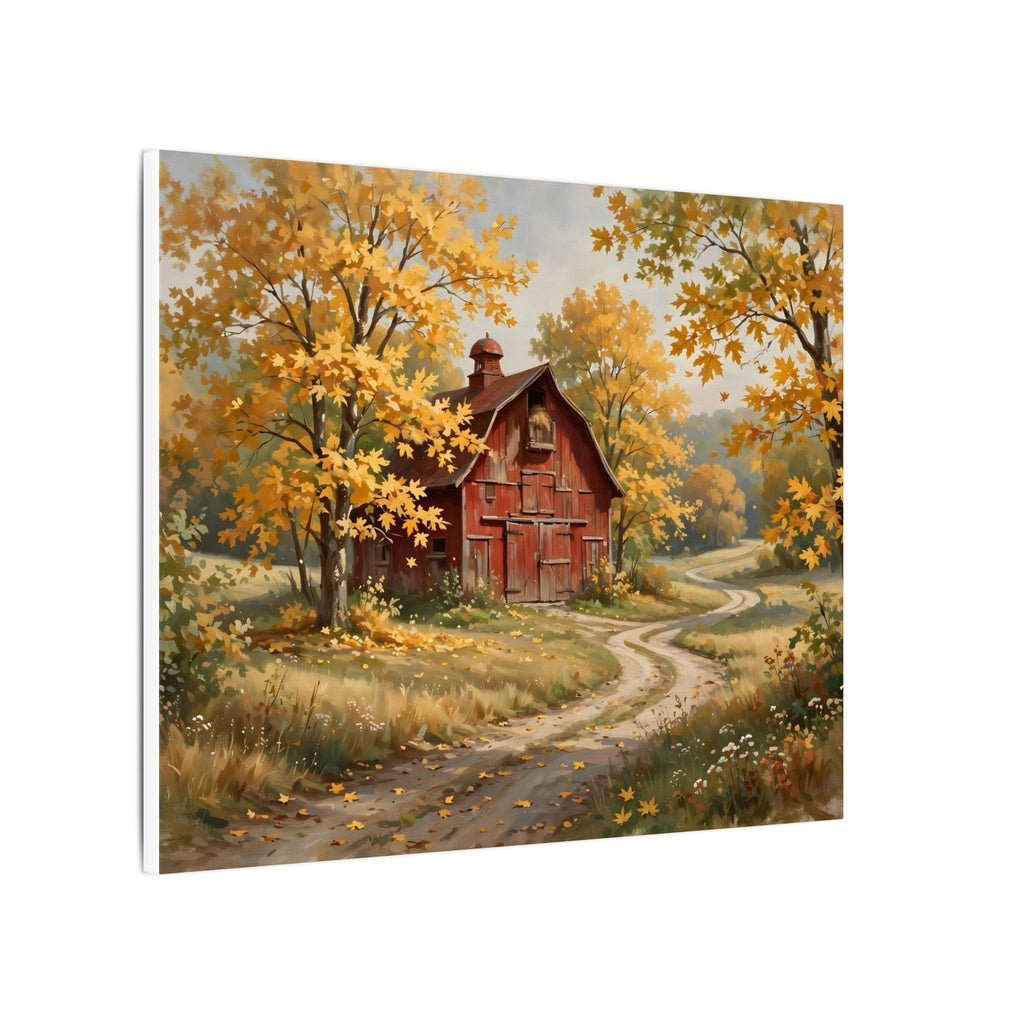 Autumn Red Barn Landscape Canvas Wall Art – Style 2