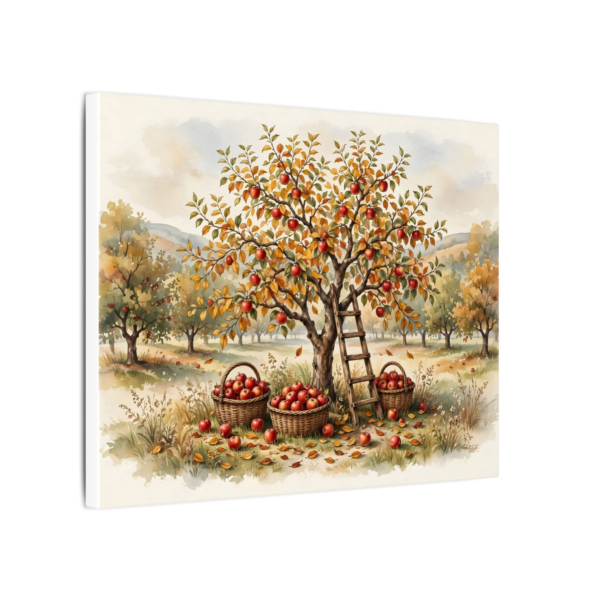 Apple Orchard in Autumn Canvas Wall Art