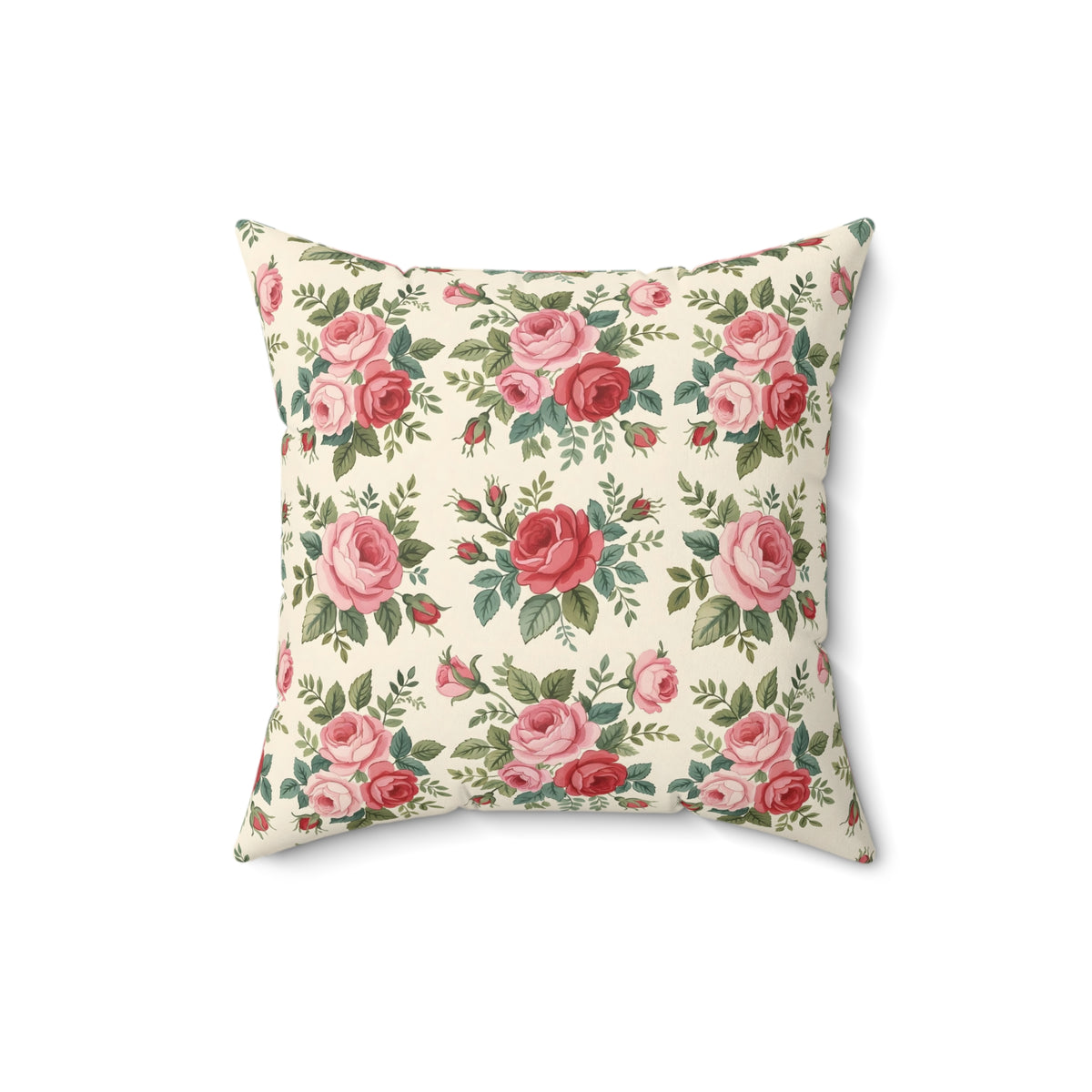 English Rose Chintz Pattern Throw Pillow
