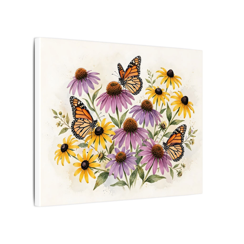 Monarch Butterflies and Wildflowers Canvas Wall Art