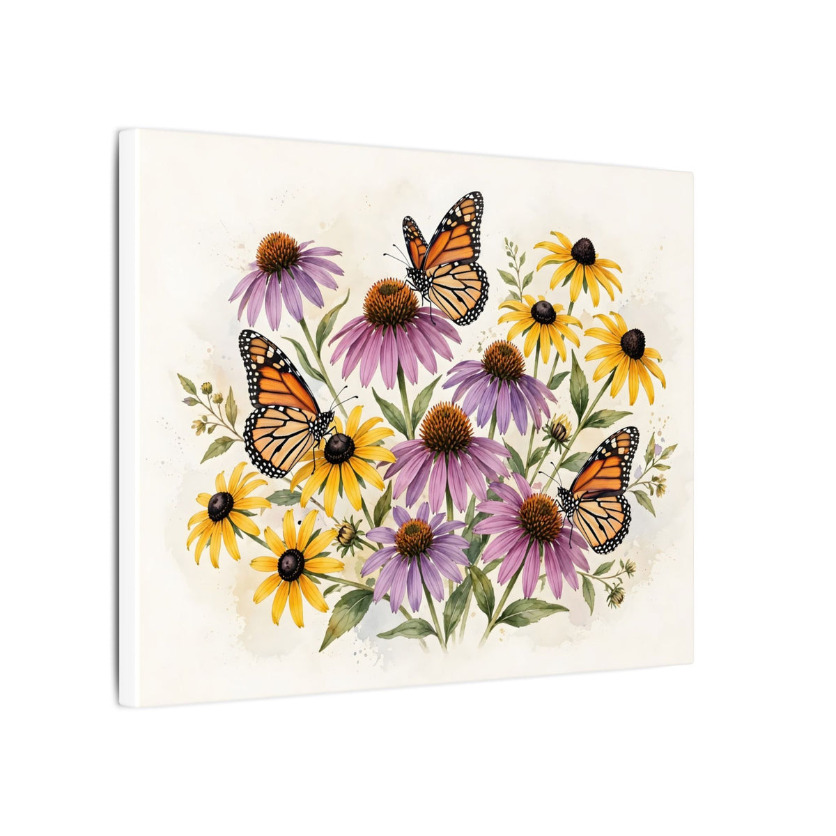 Monarch Butterflies and Wildflowers Canvas Wall Art