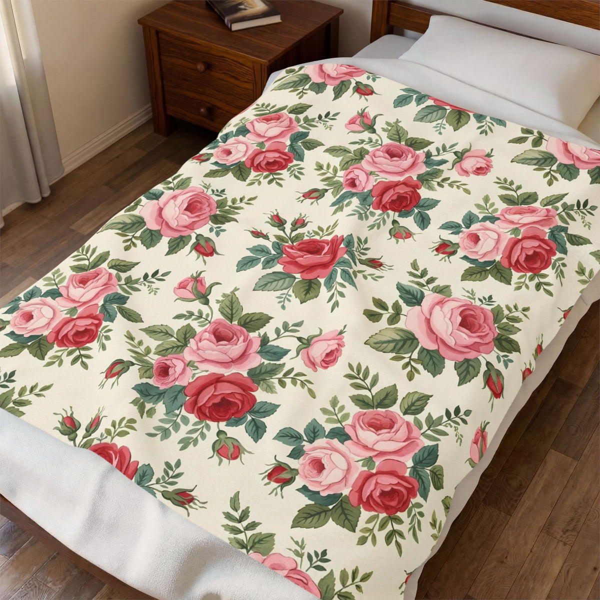 English Rose Chintz Pattern Velveteen Plush Blanket
