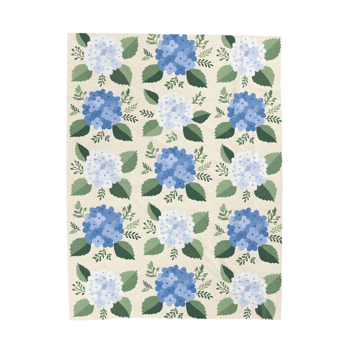 Hydrangea Blue Floral Pattern Velveteen Plush Blanket