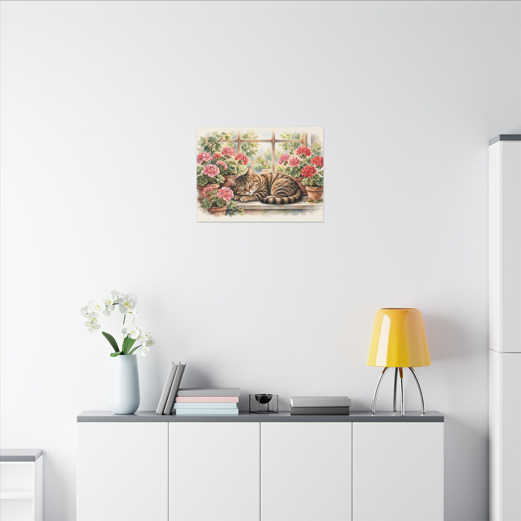 Tabby Cat in the Window Garden Canvas Wall Art – Style 2