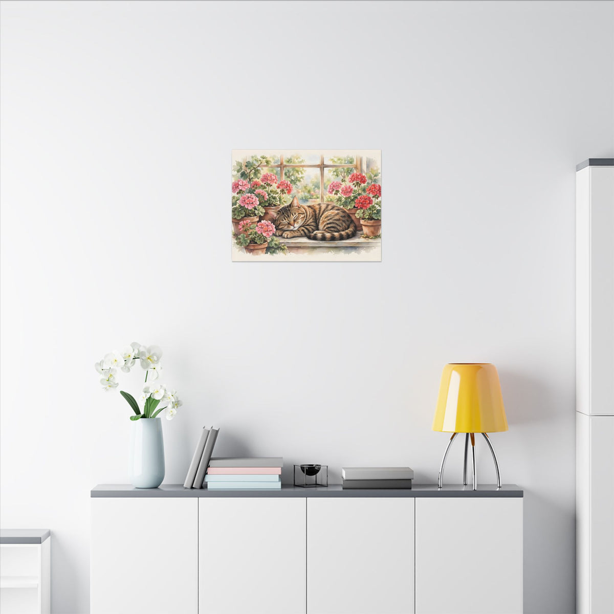 Tabby Cat in the Window Garden Canvas Wall Art – Style 2