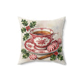 Christmas Teacup with Peppermints Throw Pillow
