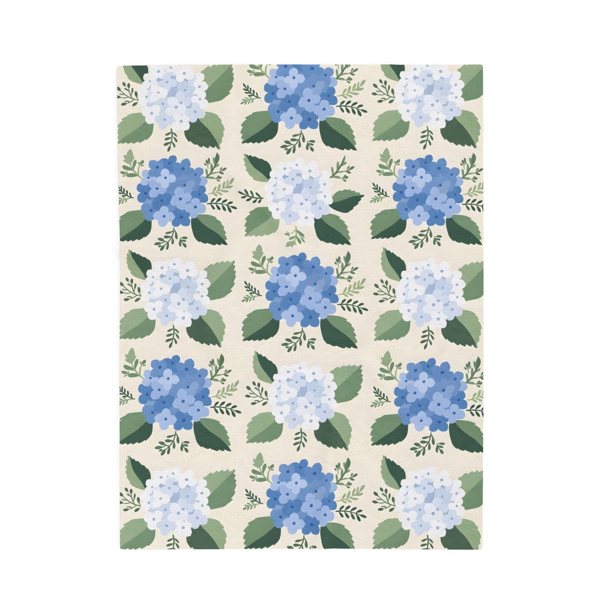 Hydrangea Blue Floral Pattern Velveteen Plush Blanket