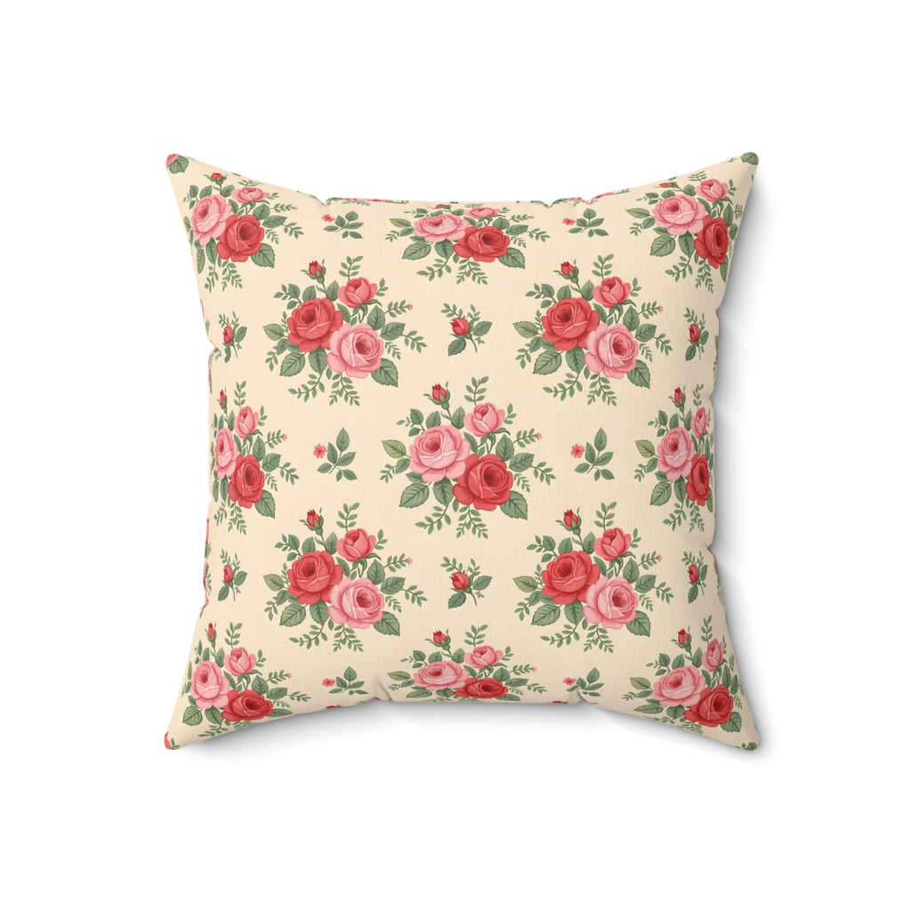 English Rose Chintz Pattern Throw Pillow – Style 2