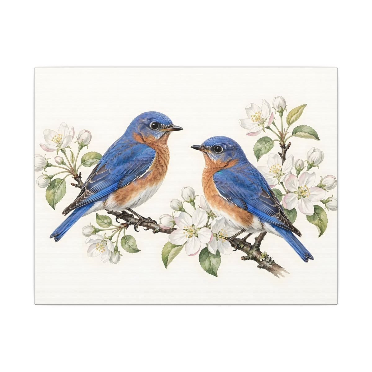Bluebirds on a Blossom Branch Canvas Wall Art – Style 2