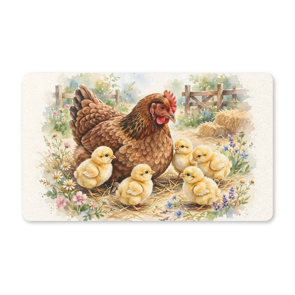 Hen and Chicks in the Barnyard Doormat – Style 2