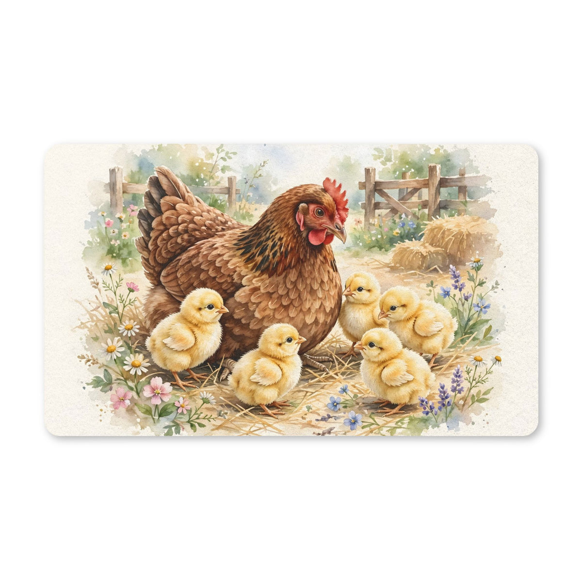 Hen and Chicks in the Barnyard Doormat – Style 2