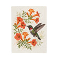 Hummingbird and Trumpet Flowers Velveteen Plush Blanket