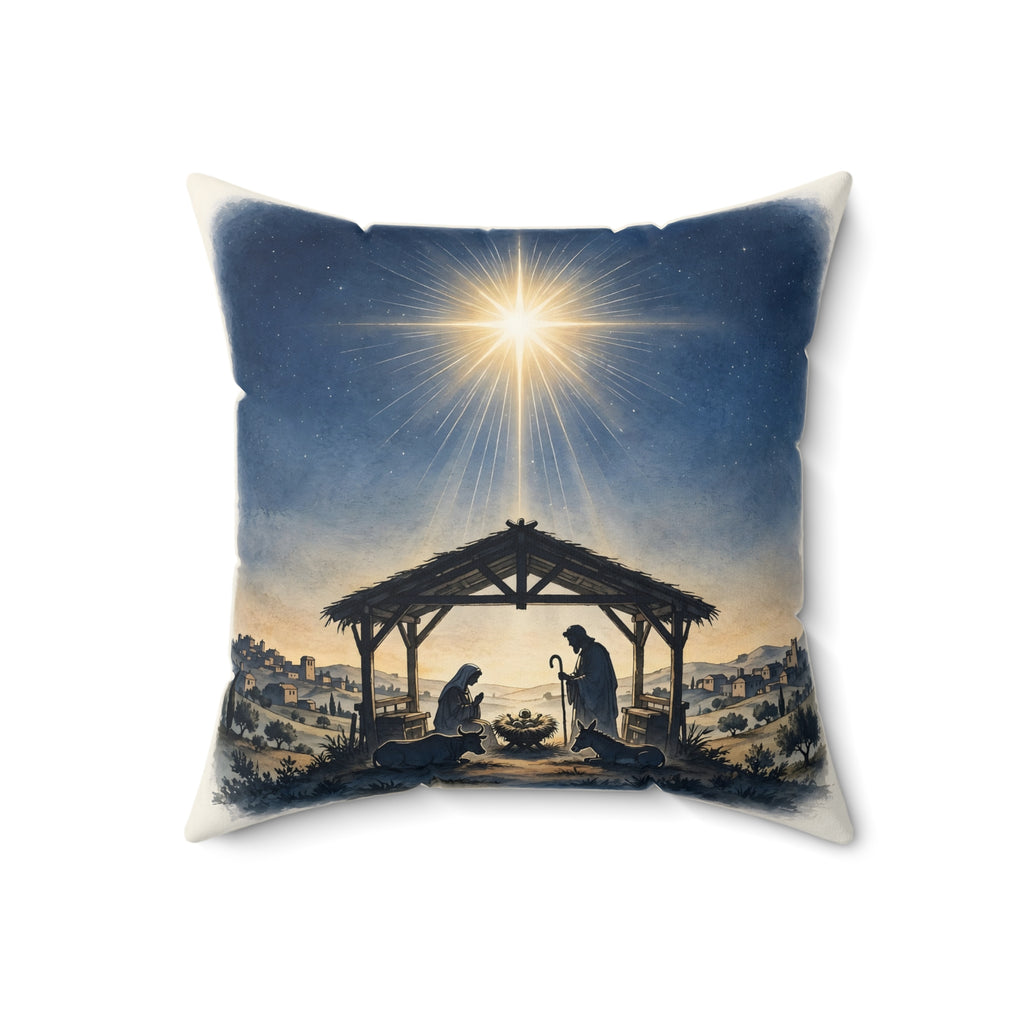 Holy Night Nativity Throw Pillow