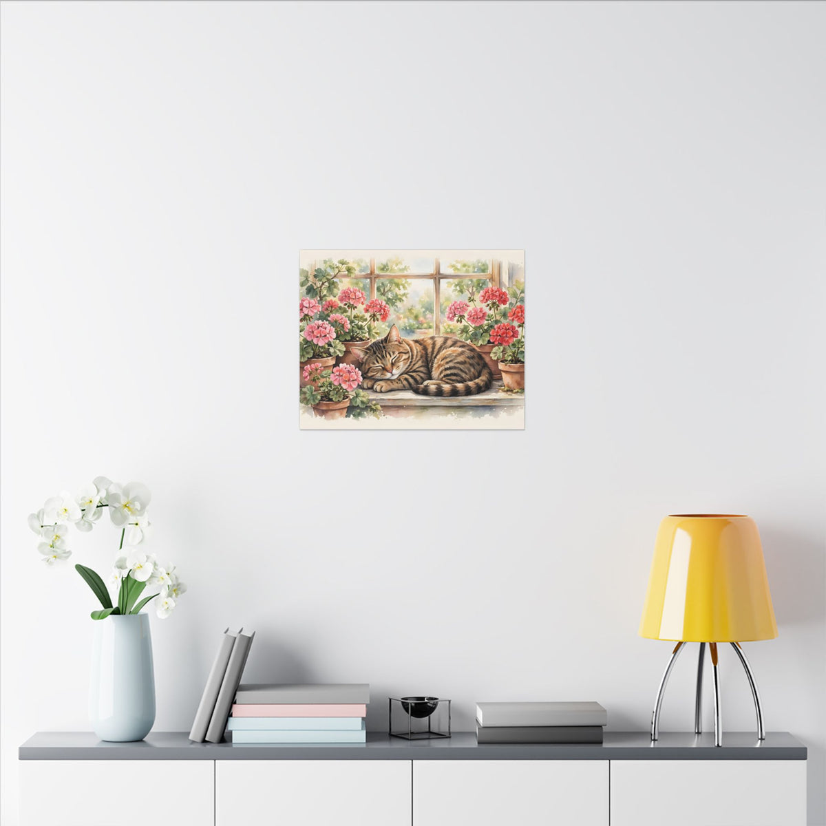 Tabby Cat in the Window Garden Canvas Wall Art – Style 2