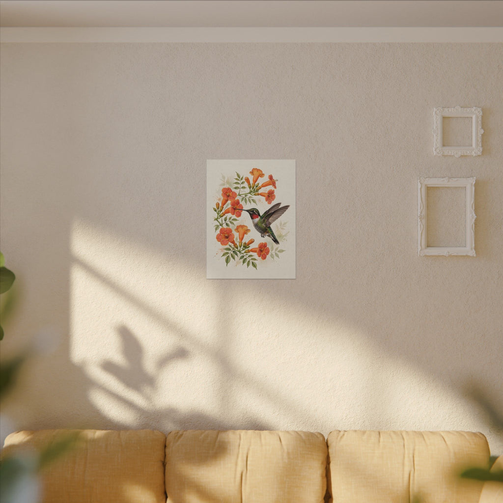 Hummingbird and Trumpet Flowers Canvas Wall Art – Style 2