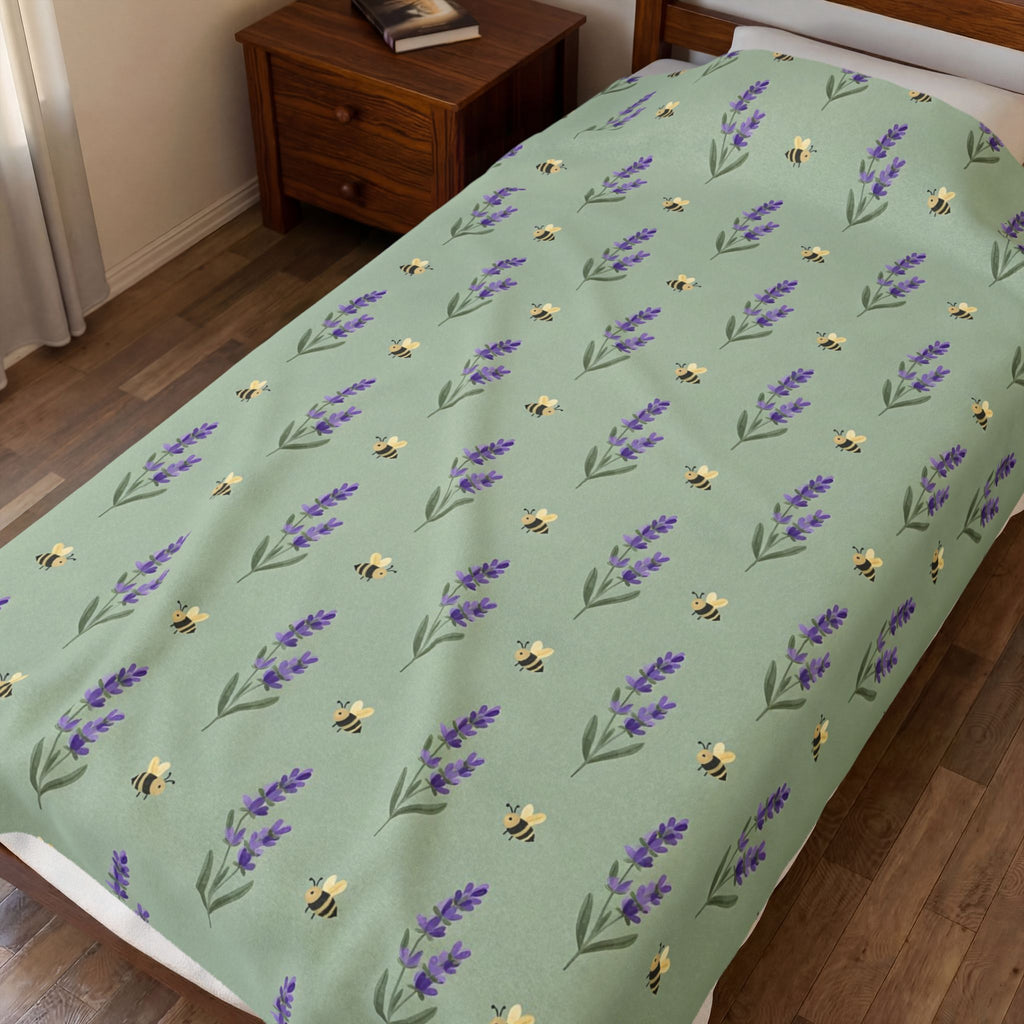 Lavender Sprigs Pattern Velveteen Plush Blanket