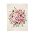 Pink Peonies Watercolor Velveteen Plush Blanket