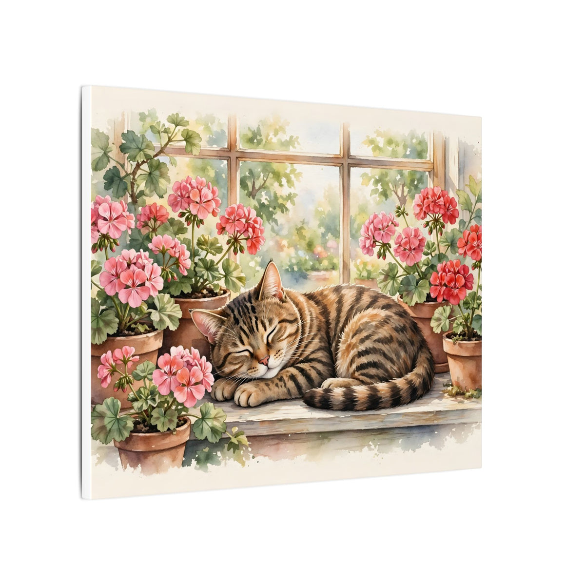 Tabby Cat in the Window Garden Canvas Wall Art – Style 2