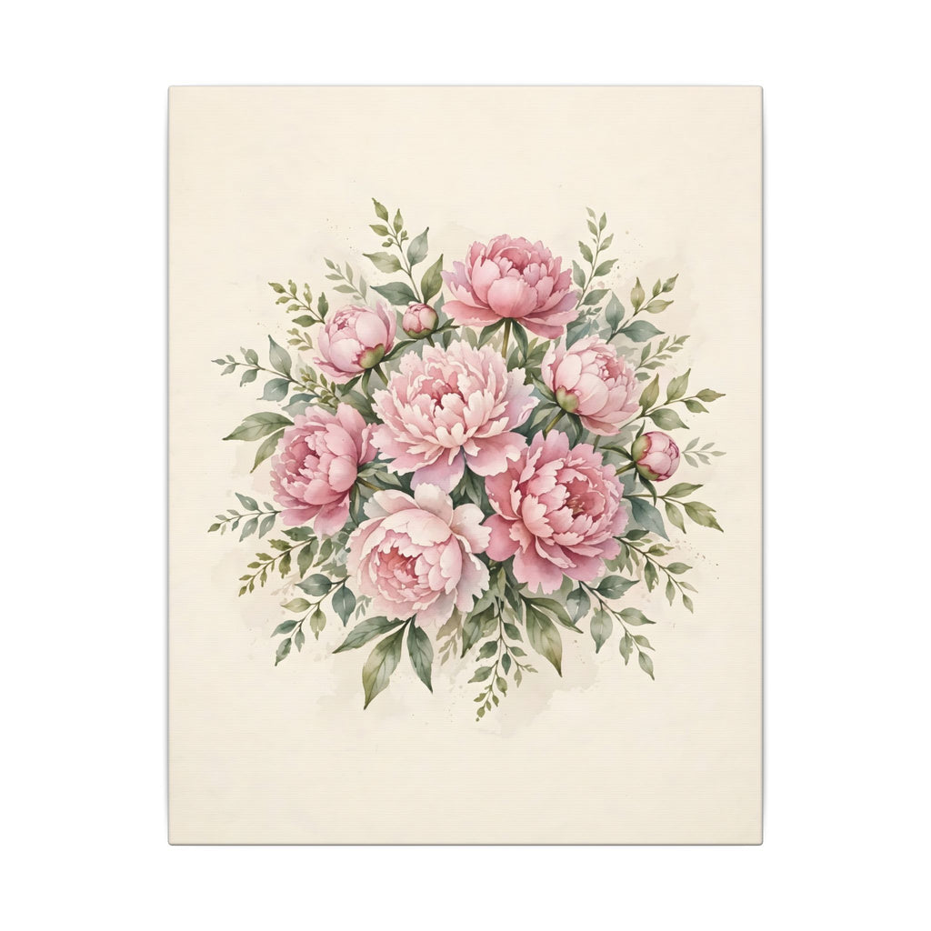 Pink Peonies Watercolor Canvas Wall Art – Style 2