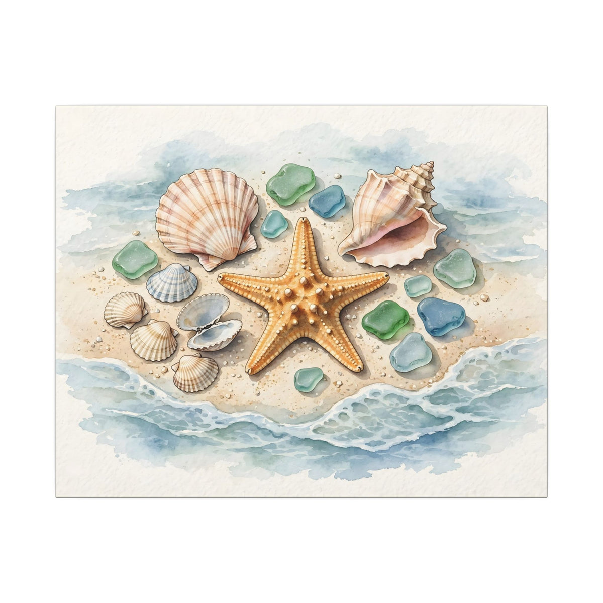 Seashells and Starfish Canvas Wall Art – Style 2