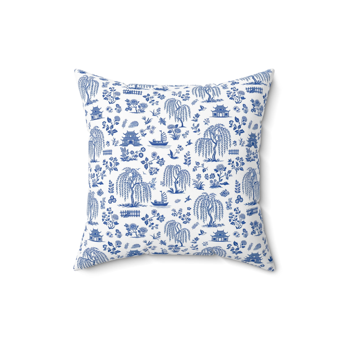 Blue Willow China Pattern Throw Pillow