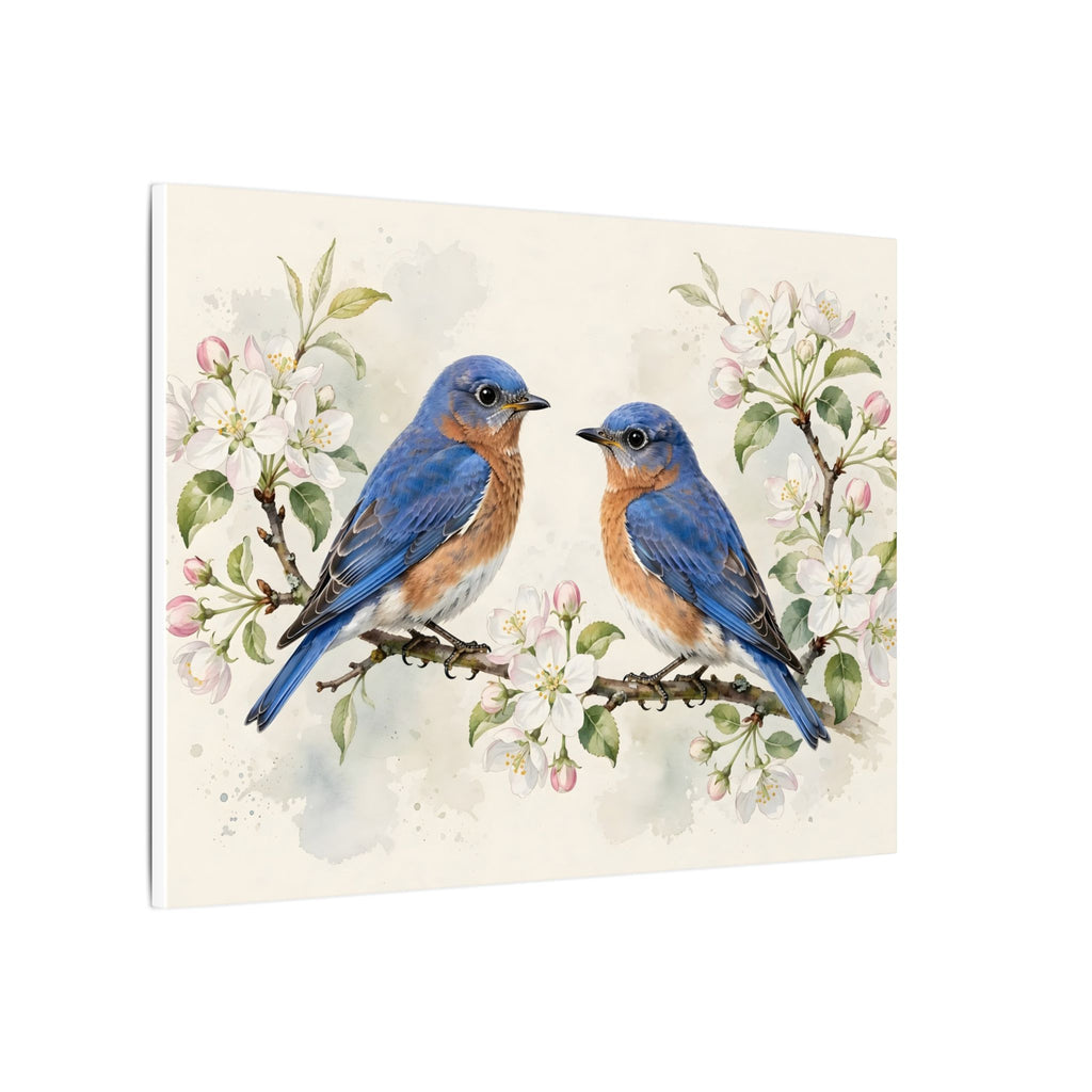 Bluebirds on a Blossom Branch Canvas Wall Art