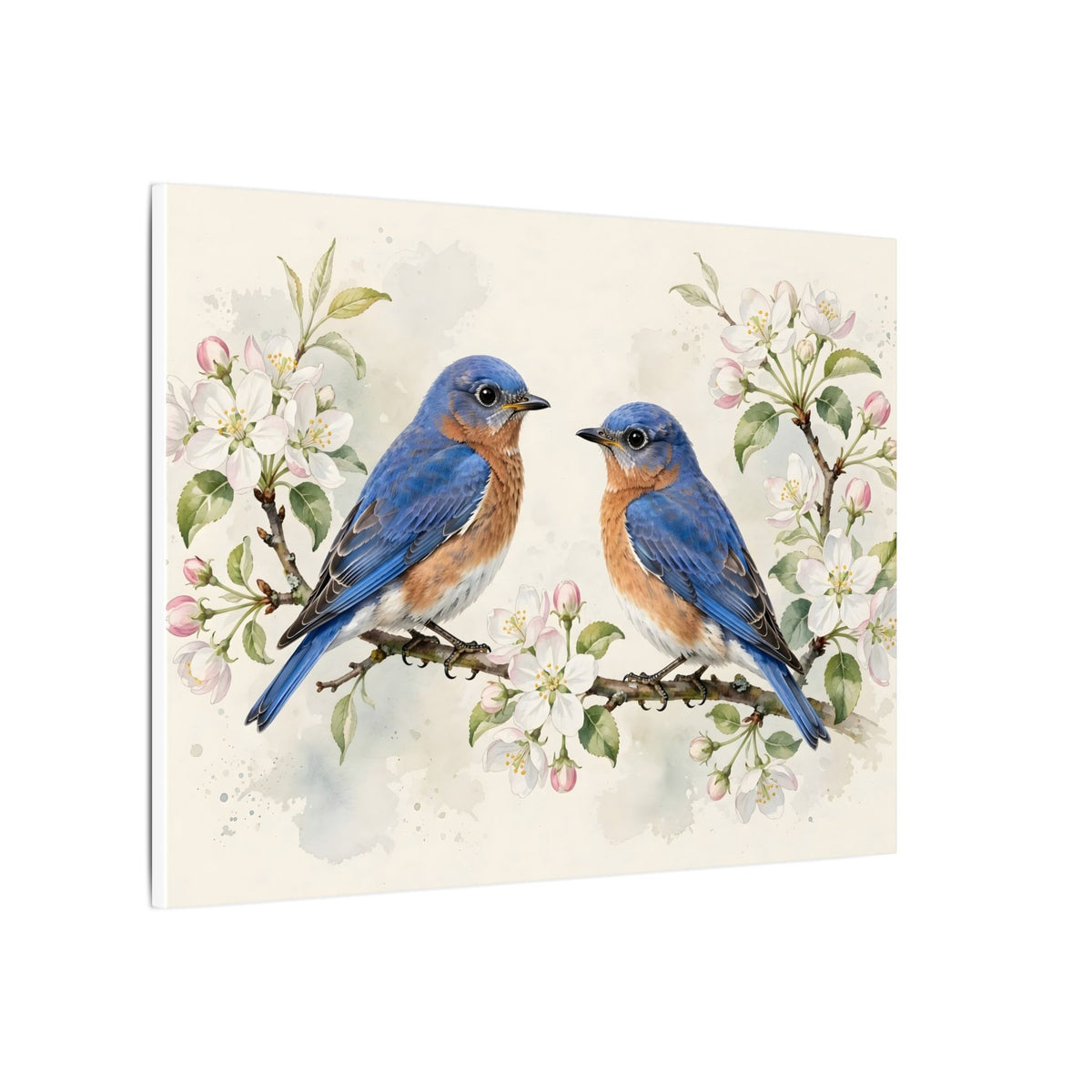 Bluebirds on a Blossom Branch Canvas Wall Art
