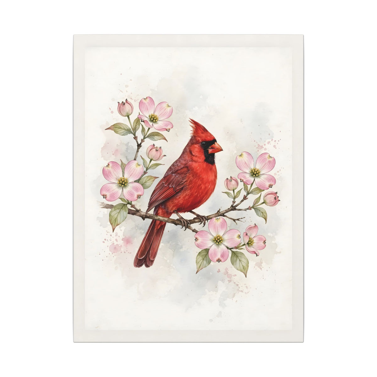 Cardinal on a Spring Branch Canvas Wall Art – Style 2
