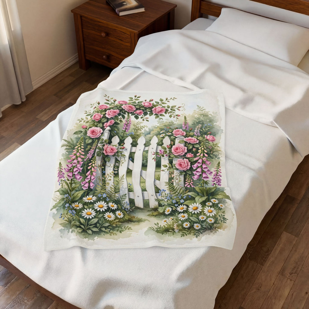 Cottage Garden Gate Velveteen Plush Blanket – Style 2