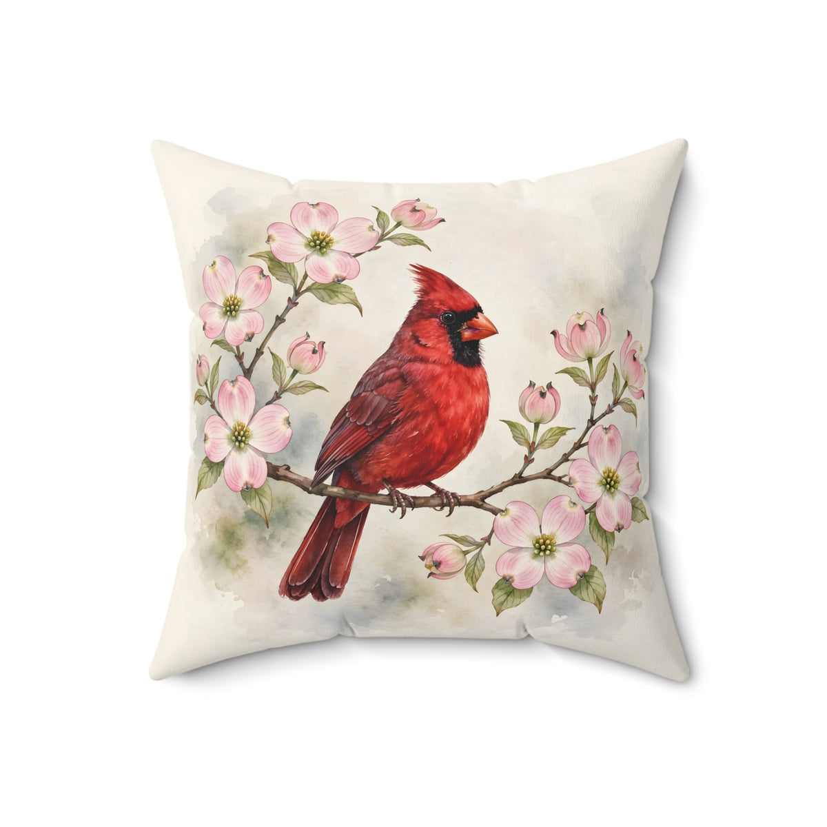 Cardinal on a Spring Branch Throw Pillow – Style 2